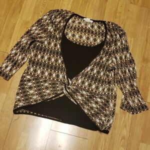 Accordion knit faux layered plus top 2X